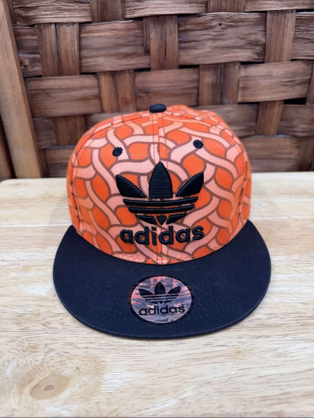 adidas Orange Pattern Snapback with Black Brim